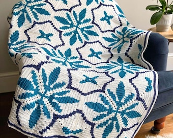 Tile Crochet Blanket Pattern PDF – Botanical Square Afghan | Intermediate