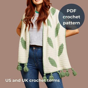 Rowan Leaf Crochet Wrap Pattern: Tapestry Scarf, Shawl (PDF Pattern)