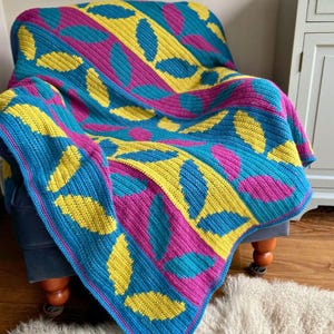 Crochet Leaf Blanket Pattern PDF – Gestreifter Wandteppich | Selbstbewusster Anfänger