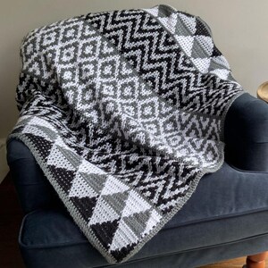 Geometric Sampler Crochet Blanket Pattern PDF – Beginner Tapestry Afghan