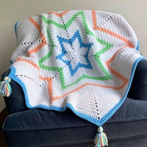 Hexagon Crochet Blanket Pattern PDF – Concentric Star Throw | Intermediate