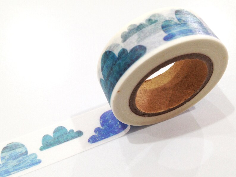 Japanese Washi Tape Blue Rain Clouds Weather Sky 10 METRES Etsy UK