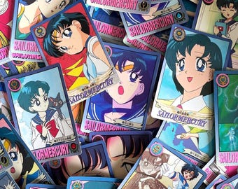 Vintage jaren 90 Sailor Moon-ruilkaarten, Sailor Ami Mizuno authentieke Bandai Amada-graffiti