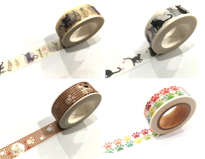 Japanese Washi Tape Cat Kitten Animal 9 Designs to Choose Etsy