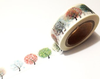 Japanese Washi Tape, Rainbow Season Trees, Nature 10METRE