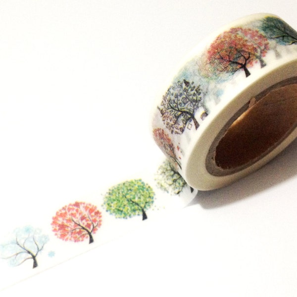 Japanese Washi Tape, Rainbow Season Trees, Nature 10METRE