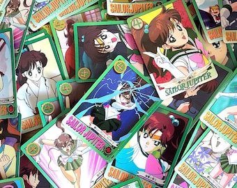 Vintage jaren 90 Sailor Moon-ruilkaarten, Sailor Jupiter Makoto Kino authentieke Bandai Amada-graffiti