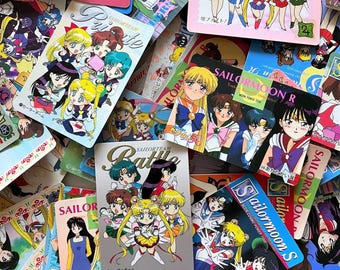 Vintage jaren 90 Sailor Moon-ruilkaarten, Sailor Scouts Jupiter Mars Mercury Venus Moon Chibi Authentieke Bandai Amada-graffiti