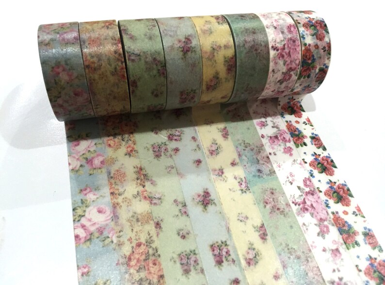 Japanese Washi Tape Vintage Floral Flower 8 Designs to Choose Etsy