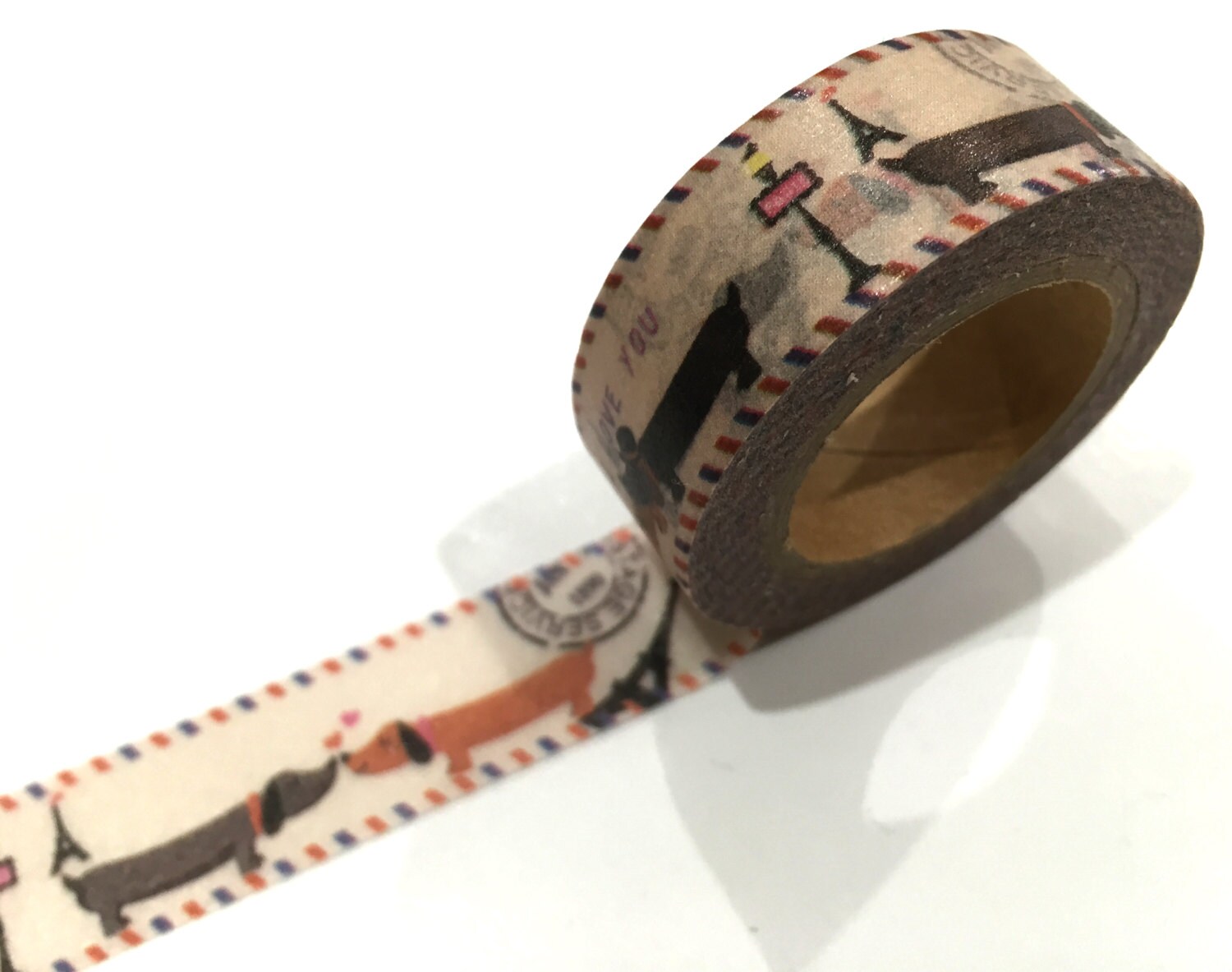 Japanese Washi Tape, Paris Dachshund Sausage Puppy Dog 10 METRES