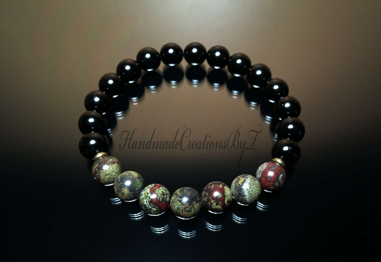Dragons Blood & Black Tourmaline Bracelet, 8mm Jewelry for Men Women