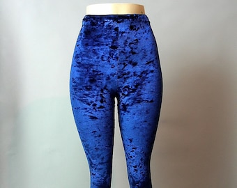 Men's (unisex) royal blue crushed velvet tights