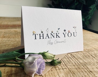 Teacher thank you card, personalised thank you card, teacher appreciation card, end of term card, card for female teacher, card for her