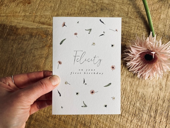 First Birthday Card, Personalised Birthday Card, Little Girl Birthday Card, First Birthday Ideas, Keepsake Card