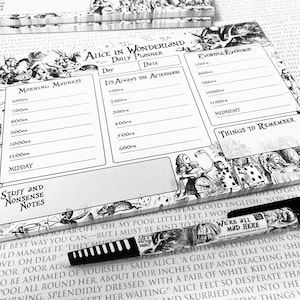 Wonderland Daily Planner & Pen Set - Wonderland Quote, Mad Hatter, Alice, Cheshire Cat, Literary Gift, Book Lover, Organiser, Reminder A5
