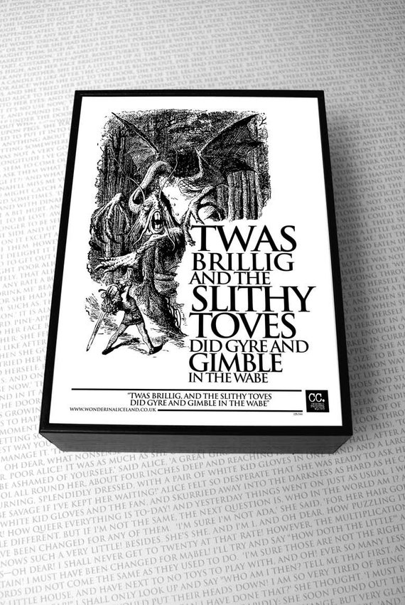 Alice in Wonderland Framed Picture Quote Twas Brillig and - Etsy