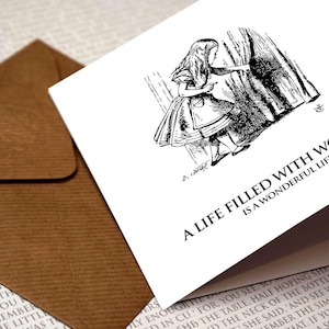 Alice im Wunderland - A Life Filled With Wonder... - Wunderland Zitat, Grußkarte, Geburtstag, Alice, verrückte Hutmacherin, Bücher, literarische Geschenke