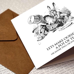 Alice in Wonderland - Lets make ourselves a pot of Tea... - Greetings Card, Birthday, Book Lovers, Wonderland, Alice, Mad Hatter, Tea Time