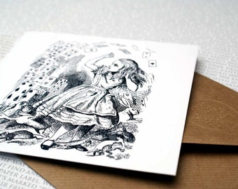 Alice in Wonderland - Alice and the Cards - Colouring Card, Greetings Card, Book Lovers, Birthday, For Him, For Her, Wonderland, Alice