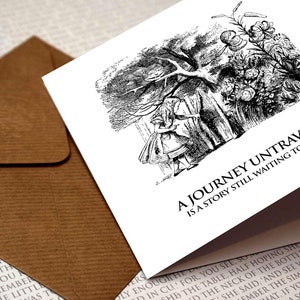 Alice au pays des merveilles - A Journey Untravelled... Carte de voeux, carte d'anniversaire, citation au pays des merveilles, Alice, chapelier fou, amoureux des livres, voyage