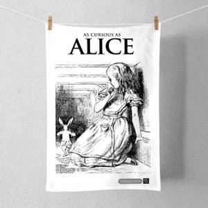 Alice in Wonderland Tea Towel - Alice Edition -  Alice, Mad Hatter, White Rabbit, Caterpillar, Wonderland, Kitchen Gift, Book Lovers Gift