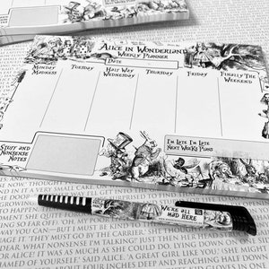 Wonderland Weekly Planner & Pen Set - Wonderland Quote, Mad Hatter, Alice, Cheshire Cat, Literary Gift, Book Lover, Organiser, Planner, Pen