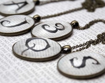Alice in Wonderland - Letter Pendant K-T - White Rabbit, Alice, Mad Hatter, Wonderland Quote, Jewelry, Jewellery, Gifts for her, Book lovers