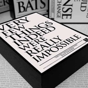 Alice in Wonderland - Framed Quote: Very few things impossible, Wonderland, Lewis Carroll, Mad Hatter, Wall, Desk, Art, Alice, Frame, Print