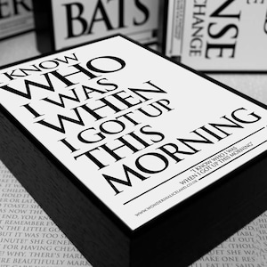 Alice in Wonderland - Framed Quote: I know who I was... Wonderland, Lewis Carroll, Mad Hatter, Art, Alice, Frame, Print, Book Lovers Gifts