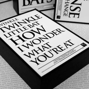 Alice in Wonderland - Framed Quote, Twinkle Twinkle Little Bat, Wonderland, Lewis Carroll, Mad Hatter, Wall, Desk, Art, Alice, Frame, Print