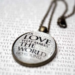 Alice in Wonderland Pendant - Tis Love... White Rabbit, Alice, Mad Hatter, Wonderland Quote, Jewelry, Jewellery, Gifts for her, Book lovers