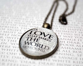 Alice in Wonderland Pendant - Tis Love... White Rabbit, Alice, Mad Hatter, Wonderland Quote, Jewelry, Jewellery, Gifts for her, Book lovers