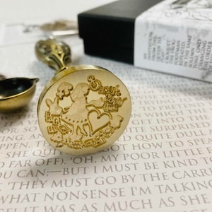 Alicia en el País de las Maravillas - Cabezal de sello de cera de 30 mm - Edición Alicia en el País de las Maravillas - Sello de bronce antiguo, escritura de cartas, amante de los libros, País de las Maravillas