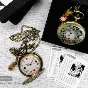 Alice in Wonderland - Alice in Wonder Time (full size) Pocket Watch - White Rabbit, Drink Me, Watch, Lewis Carroll, Steam Punk, Alice