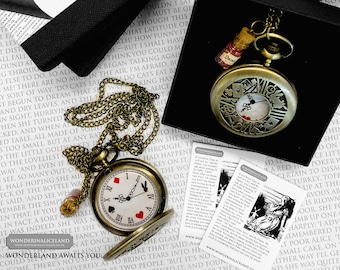 Alice im Wunderland - Alice in Wunder Zeit (volle Größe) Taschenuhr - White Rabbit, Drink Me, Armbanduhr, Alice, Alice, Steam Punk