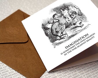 Alicia en el País de las Maravillas - Imaginación... Tarjeta de felicitación, Tarjeta de cumpleaños, Cita del País de las Maravillas, Alicia, Sombrerero Loco, Regalo para amantes de los libros, Regalo literario