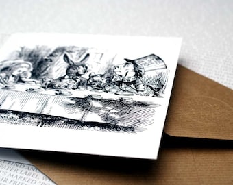 Alice in Wonderland - Mad Hatters Tea Party - Colouring Card, Greetings Card, Book Lovers, Birthday, For Him, For Her, Wonderland, Alice