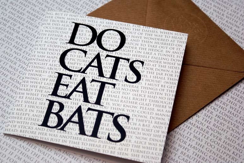 Alice in Wonderland Do Cats Eat Bats Greetings Card Etsy