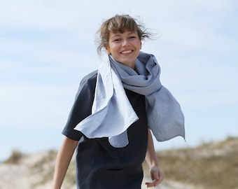 Washed Linen Scarf. Women Scarves. Linen Shawl.  Women Linen Scarf in 22 colours. Handmade Accessories. Unisex Scarf. Ready to ship.