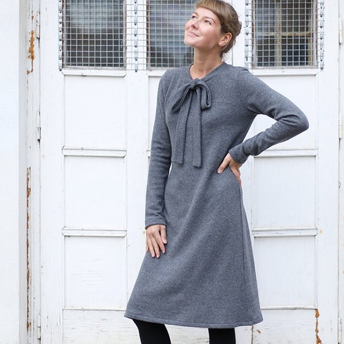 Natural Eco Wool Dress Warmly Dress Wide Skirt Women Etsy