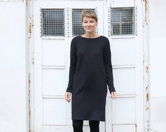 Oversized Natural Eco Wool Dress | Loose dress | Long Sleeves Dress | Dress with Pockets | Comfy Dress | Winter Dress | Plus size Dress