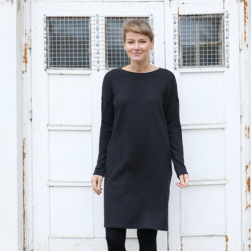 Oversized Natural Eco Wool Dress | Loose dress | Long Sleeves Dress | Dress with Pockets | Comfy Dress | Winter Dress | Plus size Dress