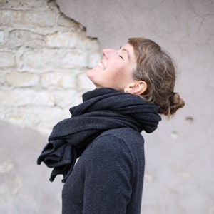 Women Wool Scarf, Black Scarf, Wool Shawl, Black Wrap Scarf, Wool Accessories, Wool Neck Wrap, Gift For Her, Fall Scarf, Boho Accessory