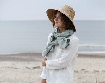 Washed Linen Scarf. Women Scarves. Linen Shawl.  Women Linen Scarf in 22 colours. Handmade Accessories. Unisex Scarf. Ready to ship.