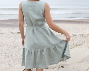 Linen Dress, Drop Waist Dress, Linen Clothing, Linen Tank Dress, Summer Linen Dress, Simple Linen Dress, Sleeveless Dress, Plus Size Dress