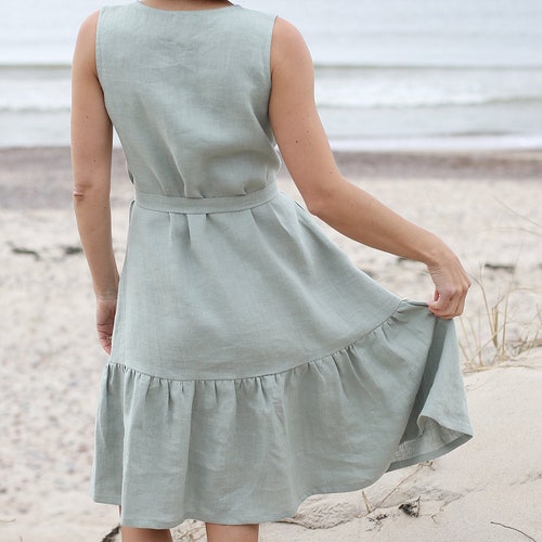 Linen Dress, Drop Waist Dress, Linen Clothing, Linen Tank Dress, Summer Linen Dress, Simple Linen Dress, Sleeveless Dress, Plus Size Dress