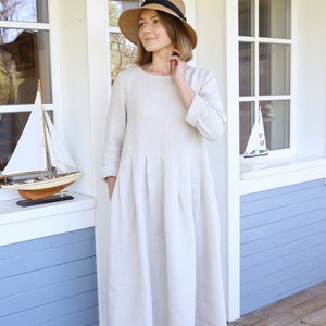 White long sleeve maxi dress with pockets hotsell