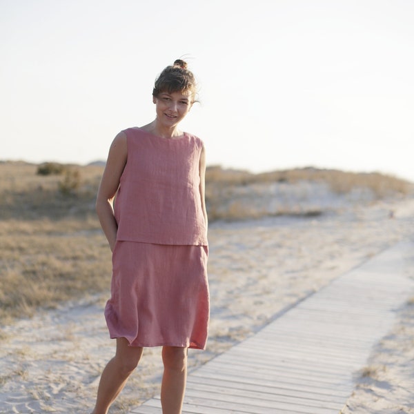 Layer Linen Dress / Wide Dress / Summer Tunic / Fiesta Dress / Classic Linen Dress / Dress With Pockets /