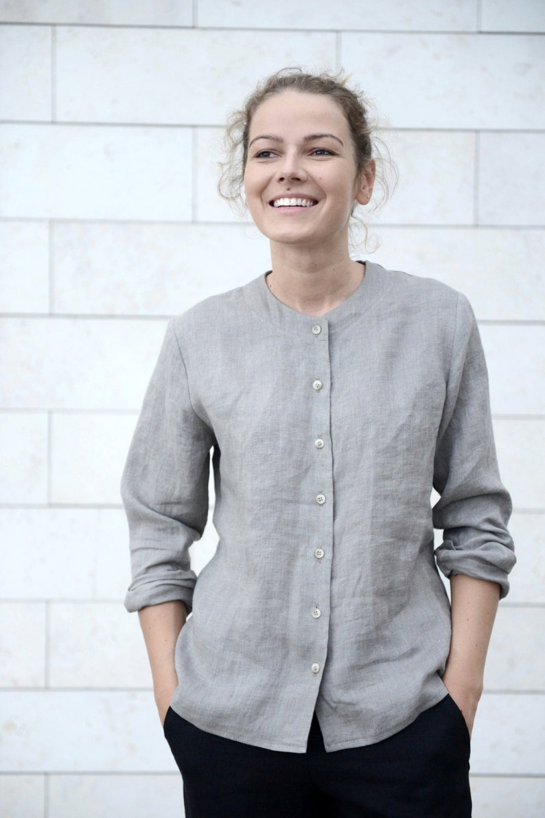 Linen Shirt, Washed Linen Shirt, Oversized Linen Shirt, Loose Linen Shirt, Linen Top, Linen Clothing, Minimalist, Oversize Top, Boho Top image 3