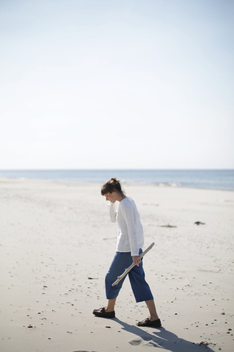 Japanese style short pants Capri Pants Women/'s pants with pockets Comfy Linen trousers Pants with an elastic waist Mid rise waist.